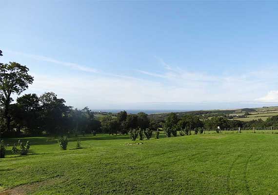 View from the camping paddock down toward Kirk Michael village.