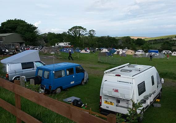Campervan & Caravan hard standings, looking West over the campsite
